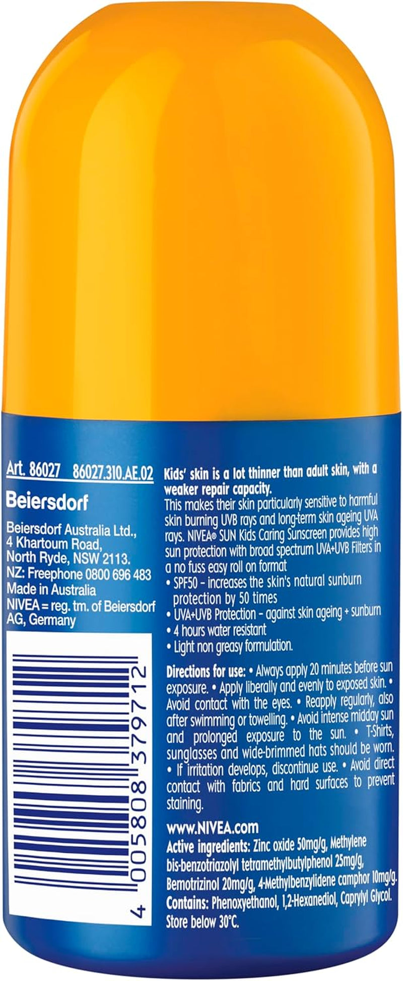 SUN Kids Protect & Play Caring Roll-On Sunscreen SPF 50 65Ml | Broad Spectrum UVA/UVB Protection | 4-Hours Water Resistant | Gentle on Skin | Compact Packaging