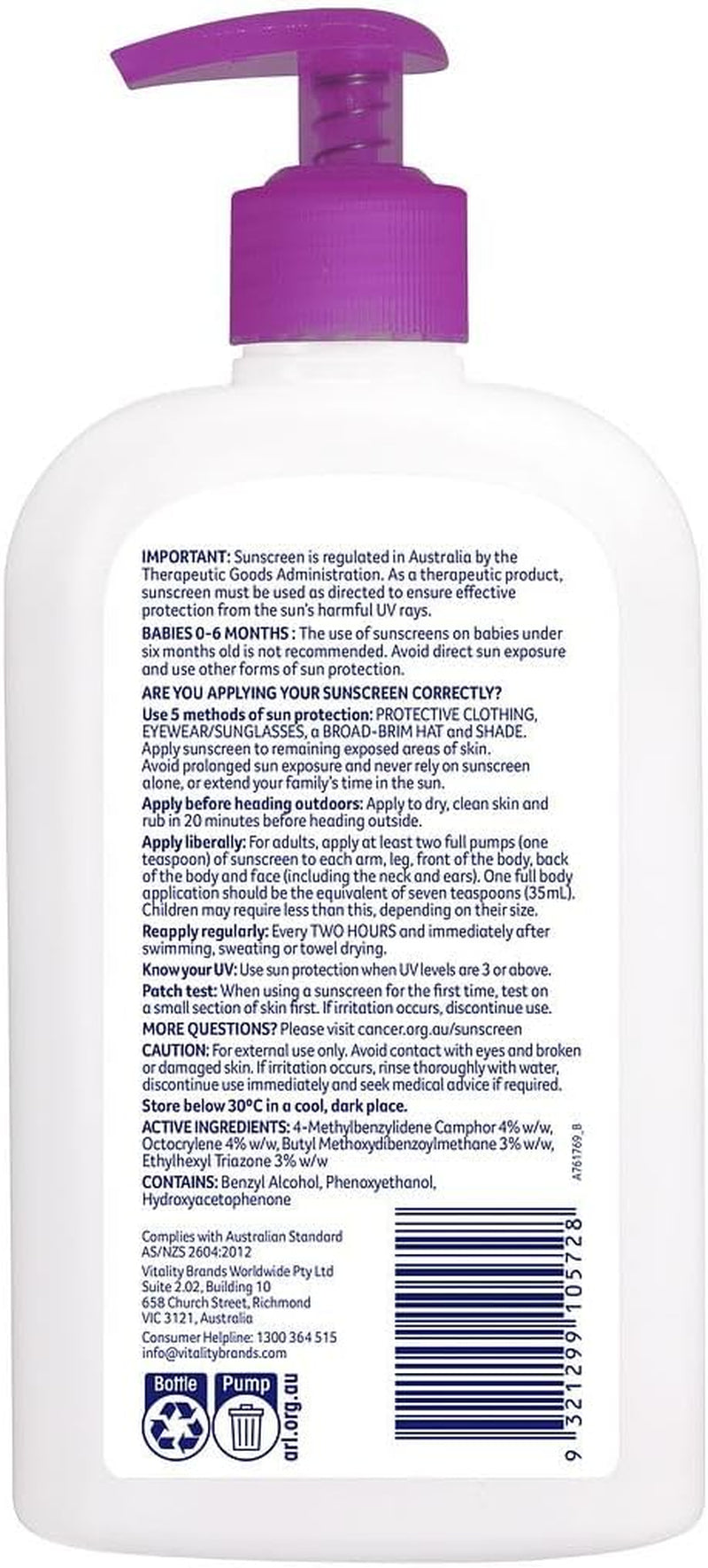 Kids Sunscreen SPF 50+ -  Sunscreen, 500Ml - Water-Resistant, Paraben-Free, UVA/UVB Protection, Hypoallergenic
