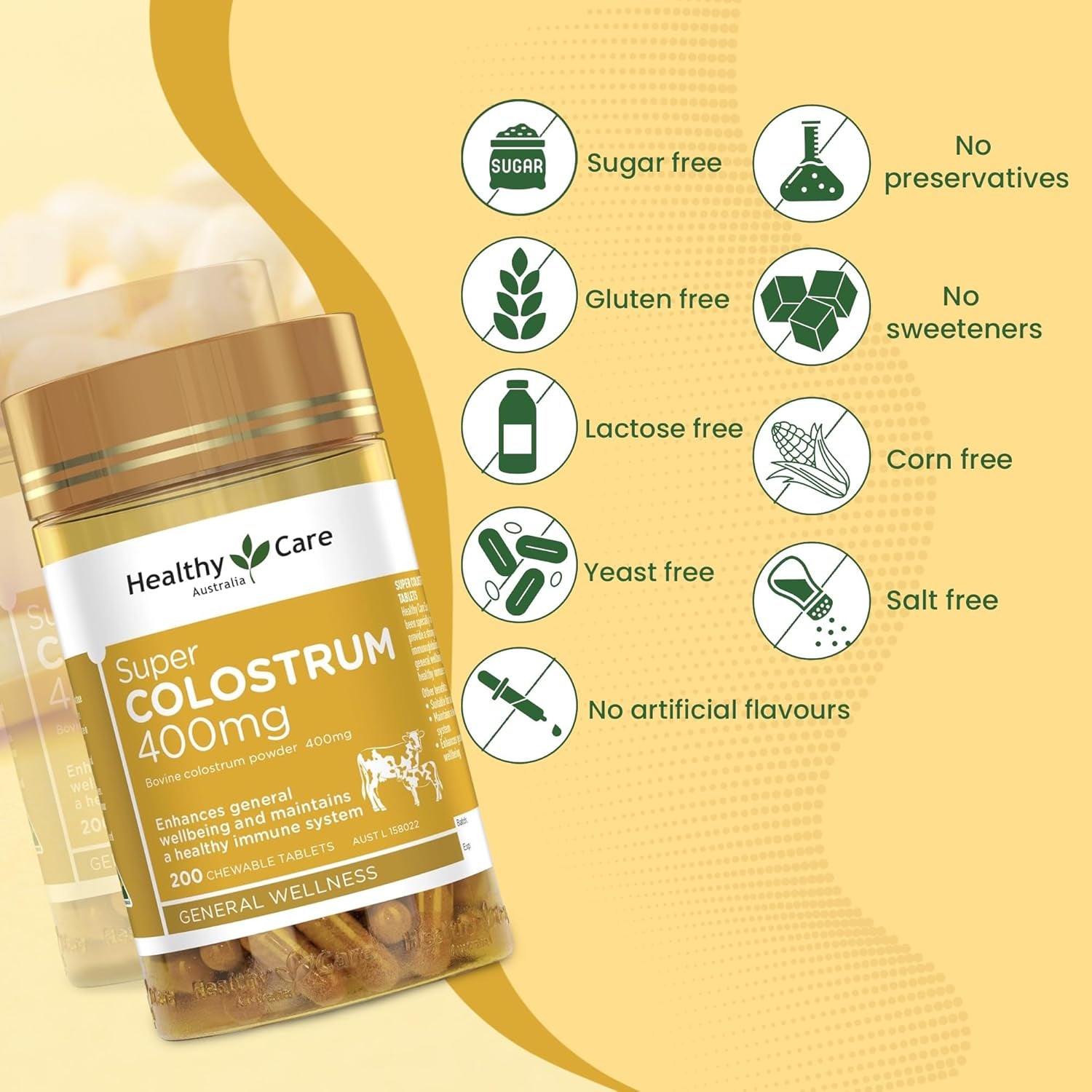 Colostrum Chewable Tablets - Supports Immune System & Wellbeing - Premium Qualit