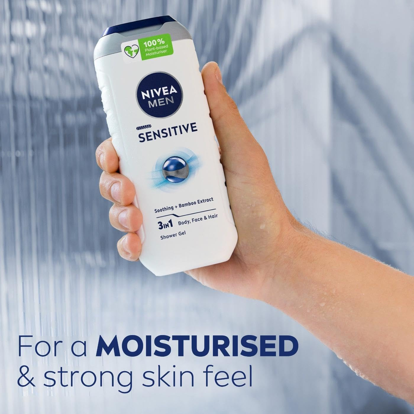 MEN Sensitive Shower Gel and Body Wash 500Ml | with Bamboo Extract | 3 in 1: for Body, Face and Hair | for Sensitive Skin Types | Long Lasting Freshness | Biodegradable Formula