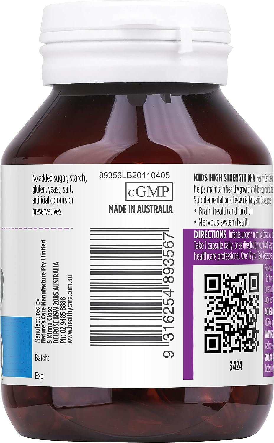 Kids High Strength DHA - Supports Brain and Eye Health - Premium Dietary Supplement - All-Natural Ingredients - 60 Capsules