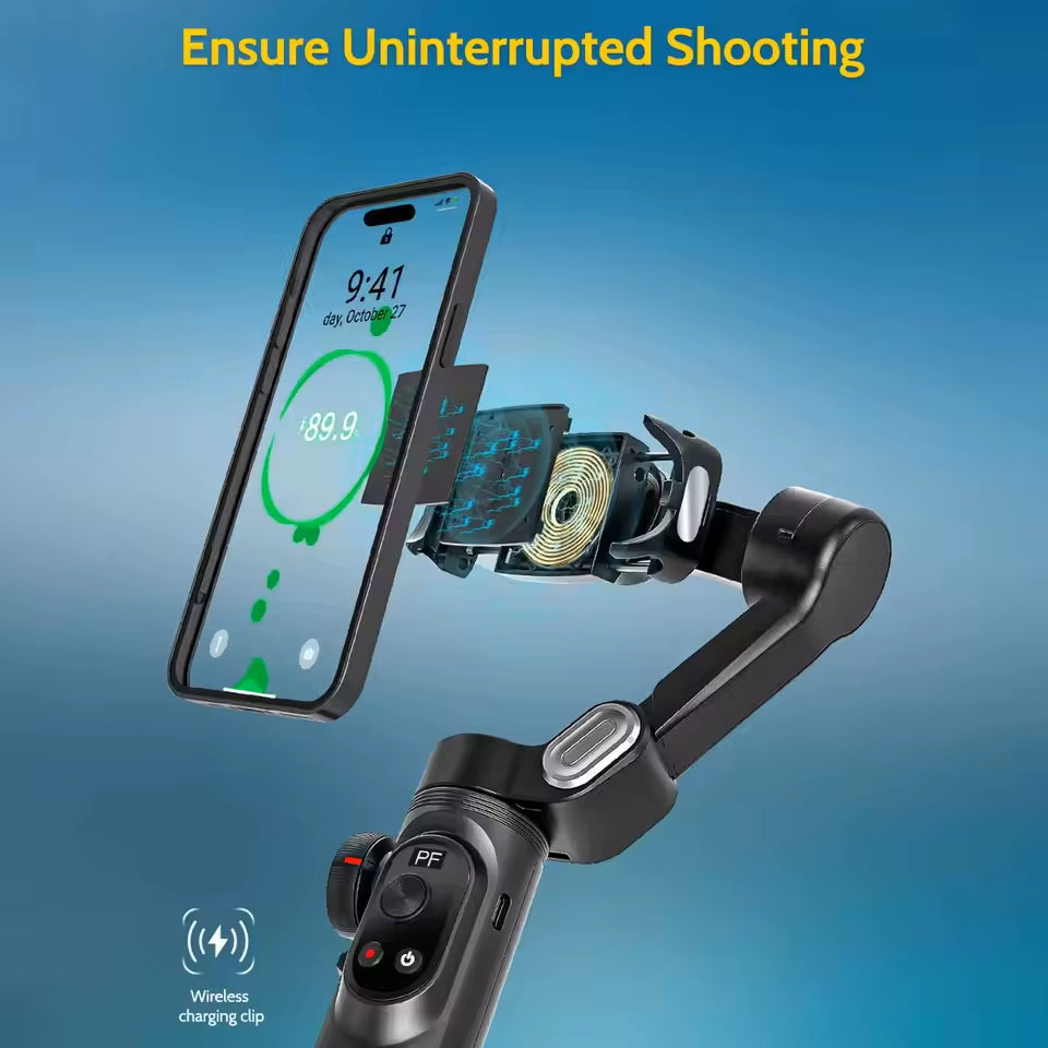 AOCHUAN Gimbal Stabilizer 3-Axis Smart X Pro Professional for Smartphone Wireless Charging OLED Display LED Light Focus Wheel