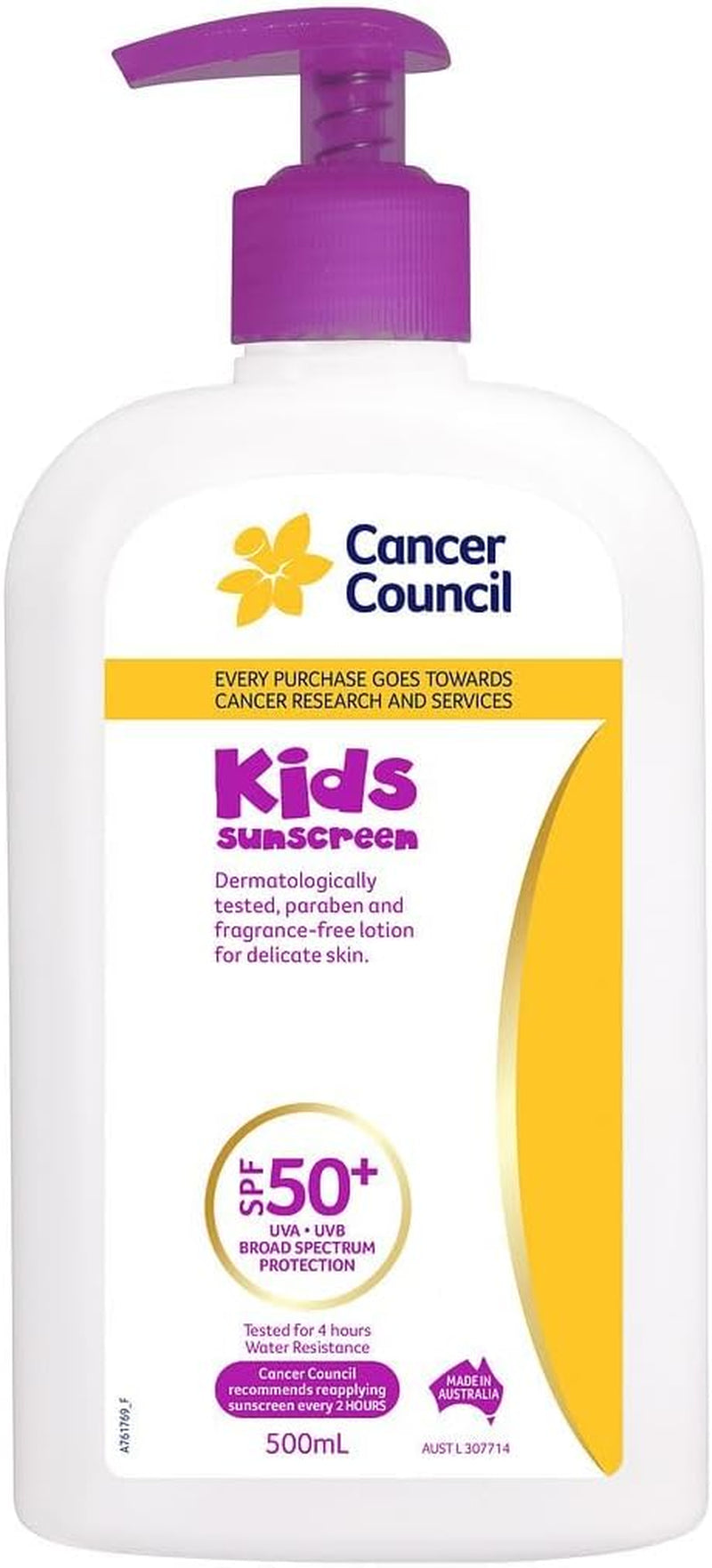 Kids Sunscreen SPF 50+ -  Sunscreen, 500Ml - Water-Resistant, Paraben-Free, UVA/UVB Protection, Hypoallergenic
