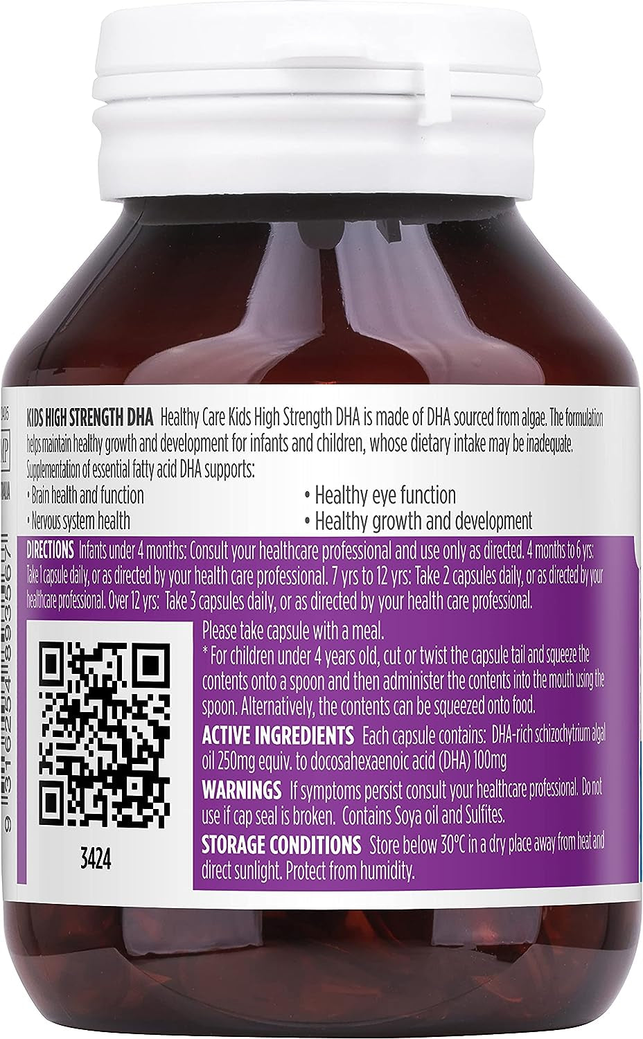 Kids High Strength DHA - Supports Brain and Eye Health - Premium Dietary Supplement - All-Natural Ingredients - 60 Capsules